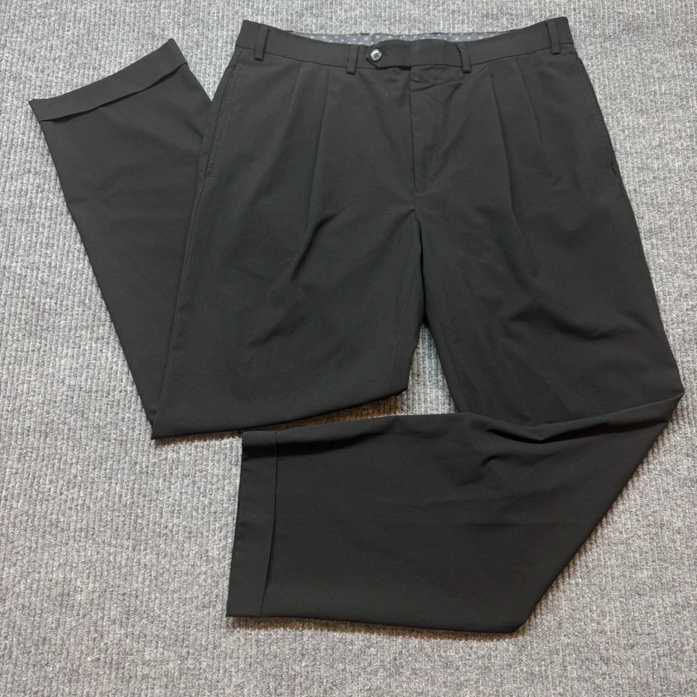 Lauren Ralph Lauren Mens 36x31 Black Pleated Cuffed Dress Pants Trousers